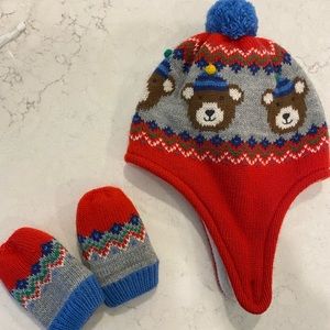 Boden 0-6mo winter hat and mitts